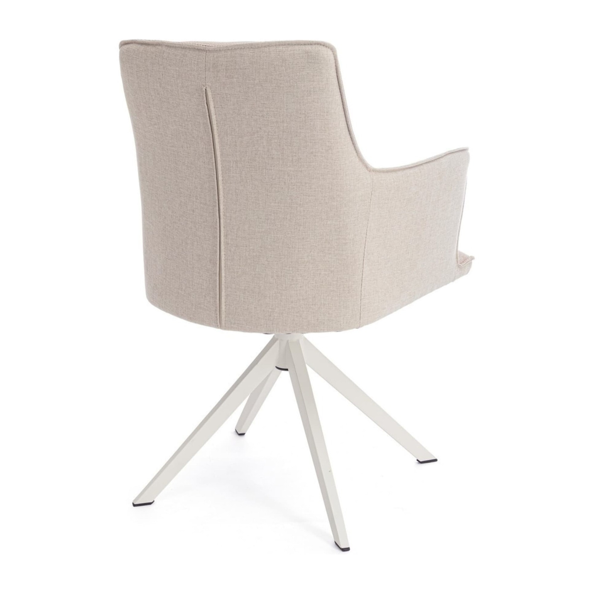 Set di sedie girevoli GOUVEIA in alluminio bianco e tessuto beige, con braccioli