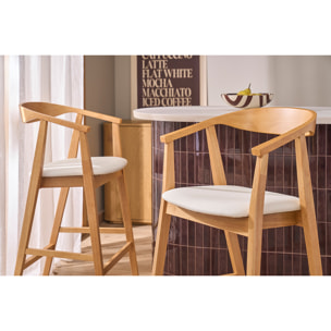 Tabourets de bar scandinaves blancs et bois clair H66.5 cm (lot de 2) BAHIA