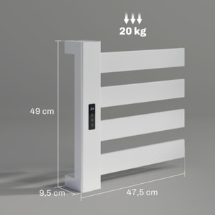 Toallero Eléctrico de Pared 130W Radiador Toallero Eléctrico de Aleación de Aluminio con Control WIFI Pantalla Táctil Temporizador 4 Barras Temperatura Ajustable Bajo Consumo IPX4 Blanco
