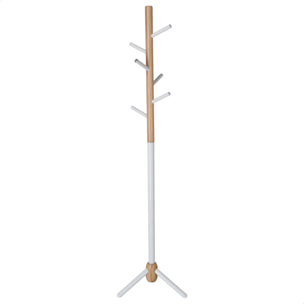 Well home - perchero infantil half de 6 perchas, en metal blanco y madera, 28x28x176 cm