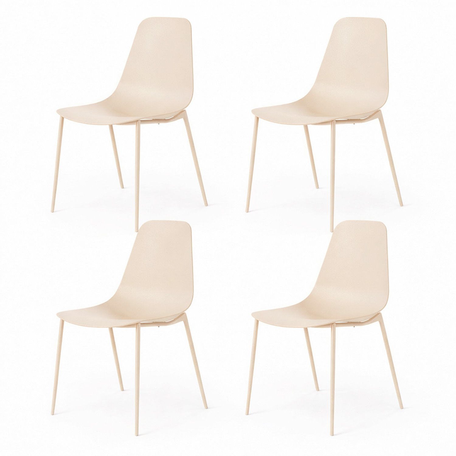Set 4 Sedie Moderne Con Schienale Ergonomico In Polipropilene E Gambe In Metallo Cucina Sala Da Pranzo Soggiorno Ufficio 87 x 53 x 49 Cm Beige