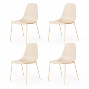 Set 4 Sedie Moderne Con Schienale Ergonomico In Polipropilene E Gambe In Metallo Cucina Sala Da Pranzo Soggiorno Ufficio 87 x 53 x 49 Cm Beige