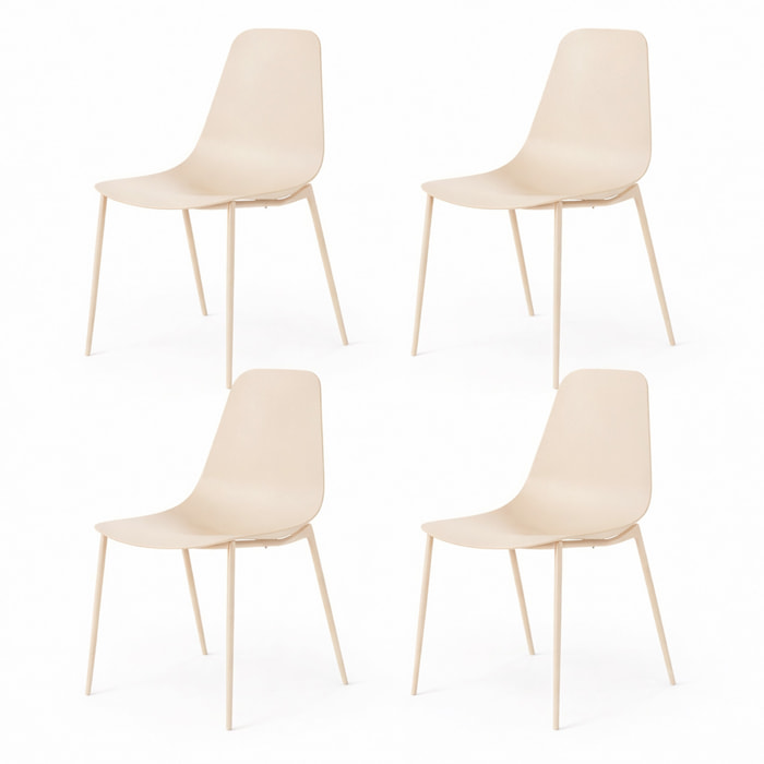 Set 4 Sedie Moderne Con Schienale Ergonomico In Polipropilene E Gambe In Metallo Cucina Sala Da Pranzo Soggiorno Ufficio 87 x 53 x 49 Cm Beige