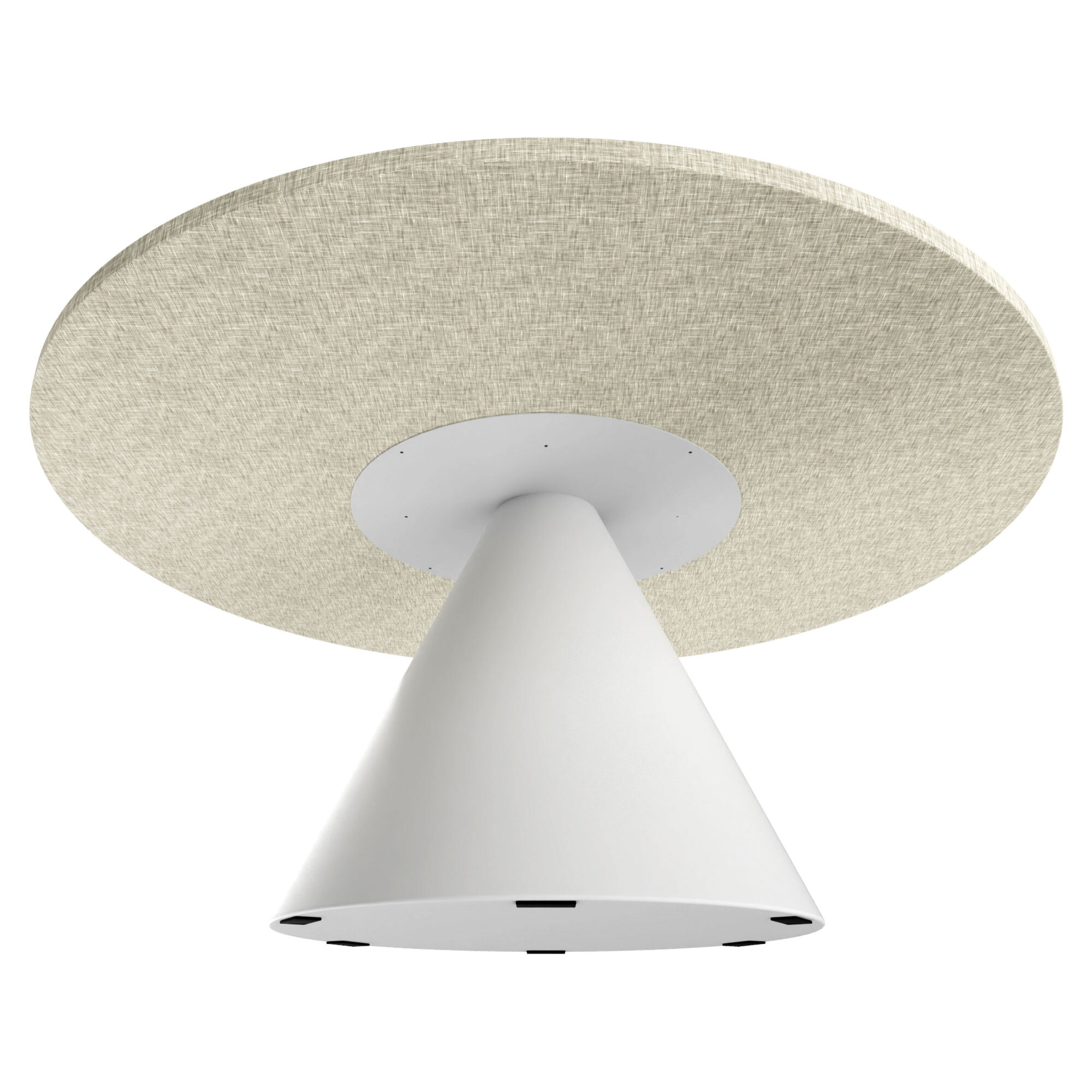 Artù White - Tavolo da pranzo rotondo ⌀ 120 cm in legno laminato con base a cono in metallo Grigio Testurizzato