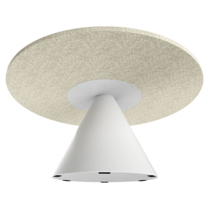 Artù White - Tavolo da pranzo rotondo ⌀ 120 cm in legno laminato con base a cono in metallo Grigio Testurizzato