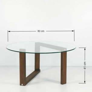 Tavolino da salotto Ragia, Tavolo basso da caffè, Portariviste per divano, Ripiano da soggiorno, 80x80h41 cm, Noce