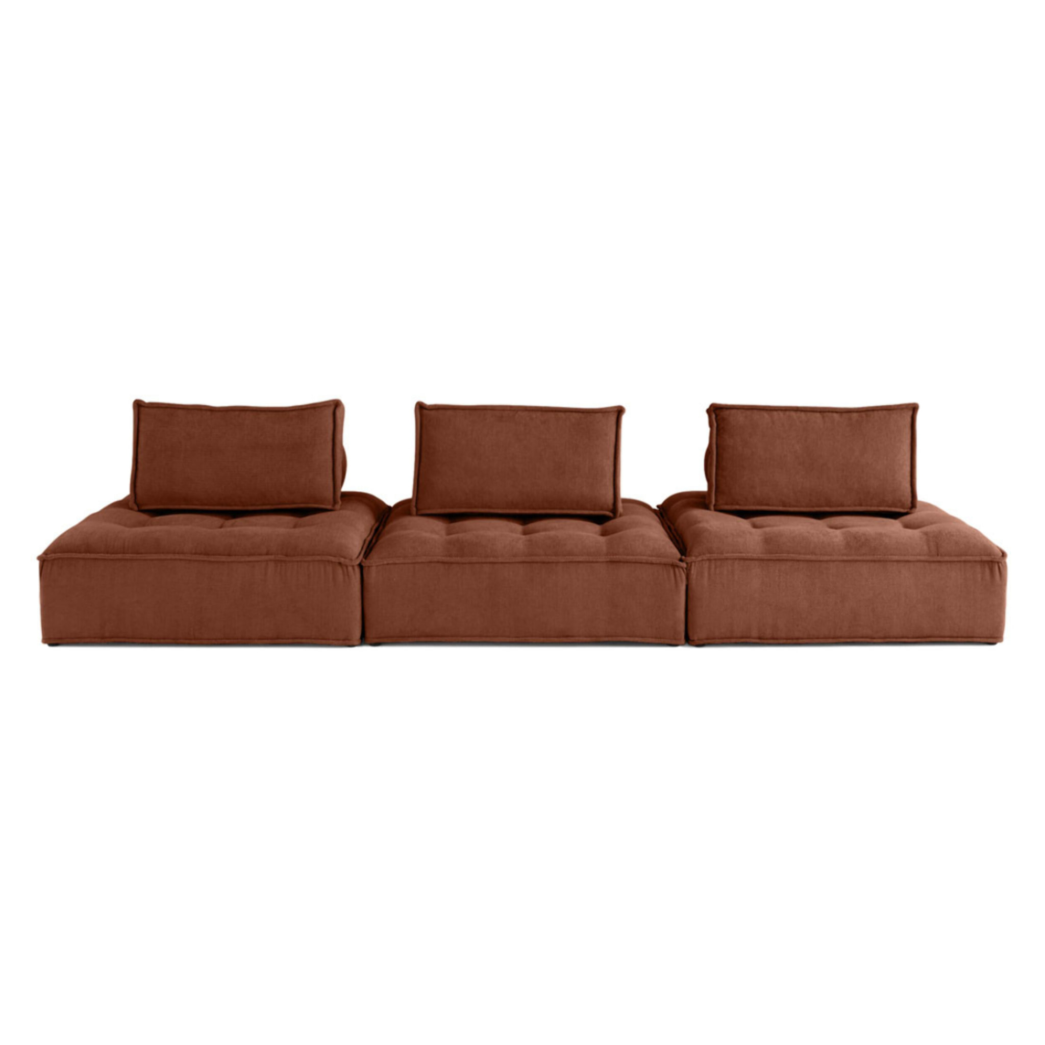 Marisol - canapé modulable droit 3 places - velours texturé - Terracotta