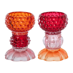 J-Line Chandelier - verre - rouge/orange - 2 pièces