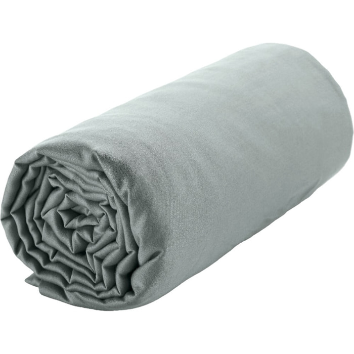 Drap Housse - Bonnet:30cm 100% Satin De Coton lavé 105 Fils Celadon