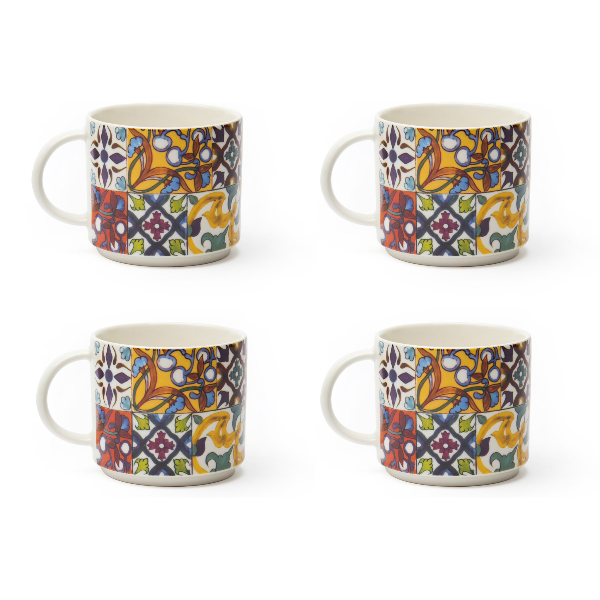 Set de 4 Tasses à Thé Excelsa – Lisbona, New Bone China Multicolore