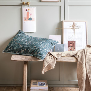 Housse de coussin imprimée en percale de coton, ODE NOCTURNE, Vert