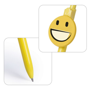 Bolígrafo Fricum diseño emoji sonrisa. Con mecanismo pulsador y tinta azul.