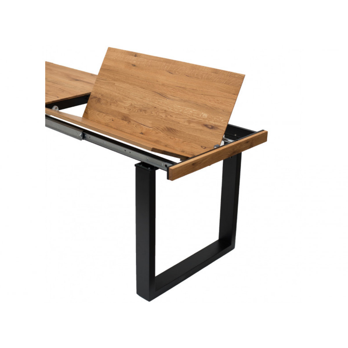 Table extensible en chêne massif et piètement en bois noir - RENNES