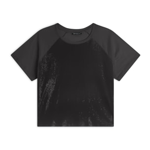 T-shirt corta con paillettes sul fronte