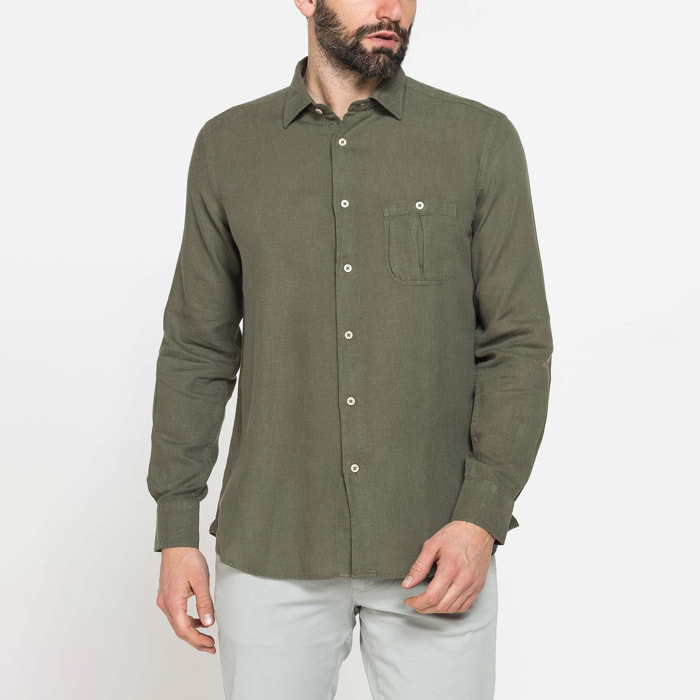 CAMICIA IN LINO E LYOCELL A MANICA LUNGA DA UOMO