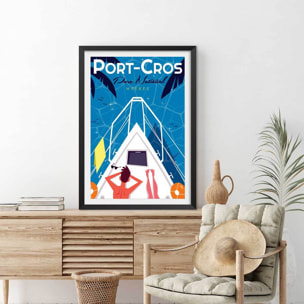 Poster de bronzette à port cros Affiche sous cadre noir
