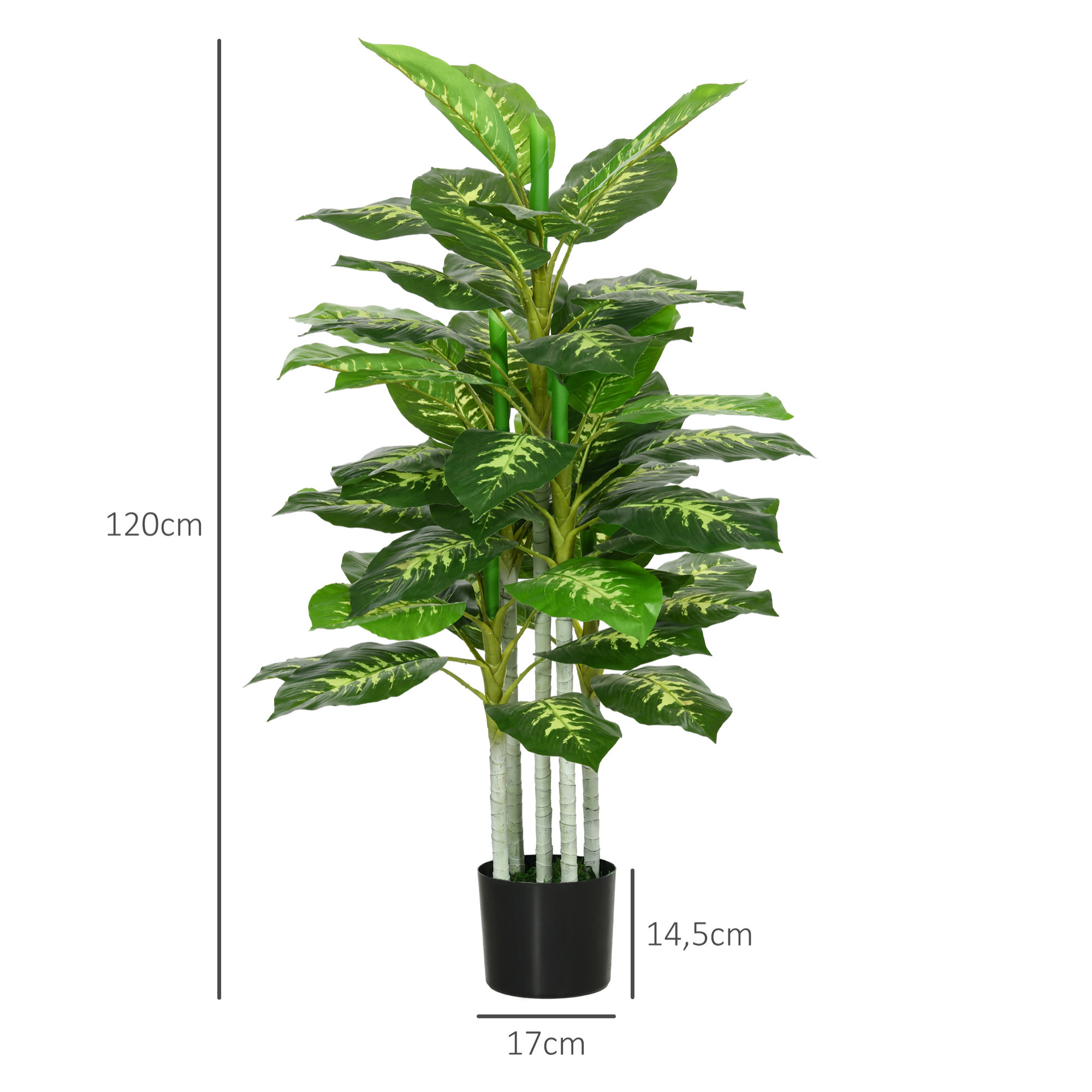 Árbol Artificial de Perenne 120 cm Planta Artificial Decorativa Grande Decoración para Hogar Oficina Balcón Dormitorio Verde