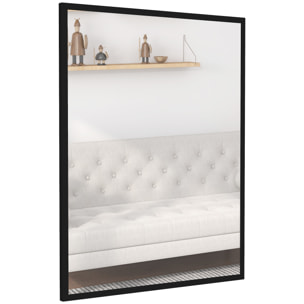 Miroir mural rectangulaire dim. 70L x 90H cm cadre MDF noir
