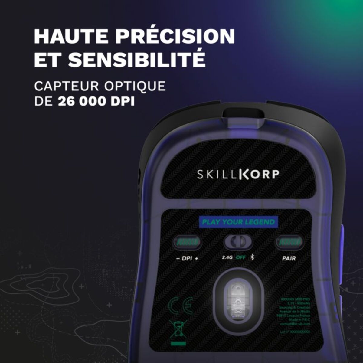 Souris Gamer Sans Fil SKILLKORP M20 Pro Noir Ultimate 8K