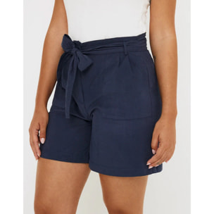 Bermuda Corta con Cinturón Azul Marino - Valiana