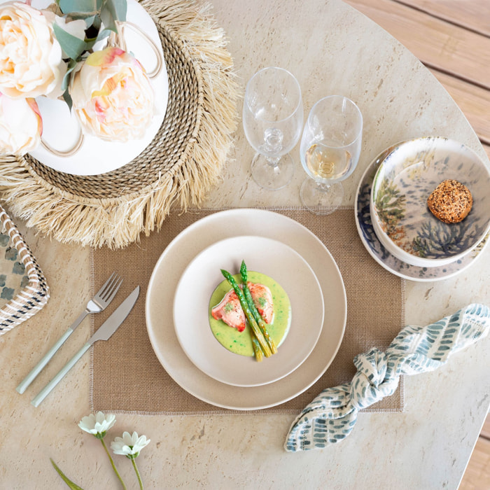 Lot de 6 assiettes à dessert beige en grès 20,5cm ARITA