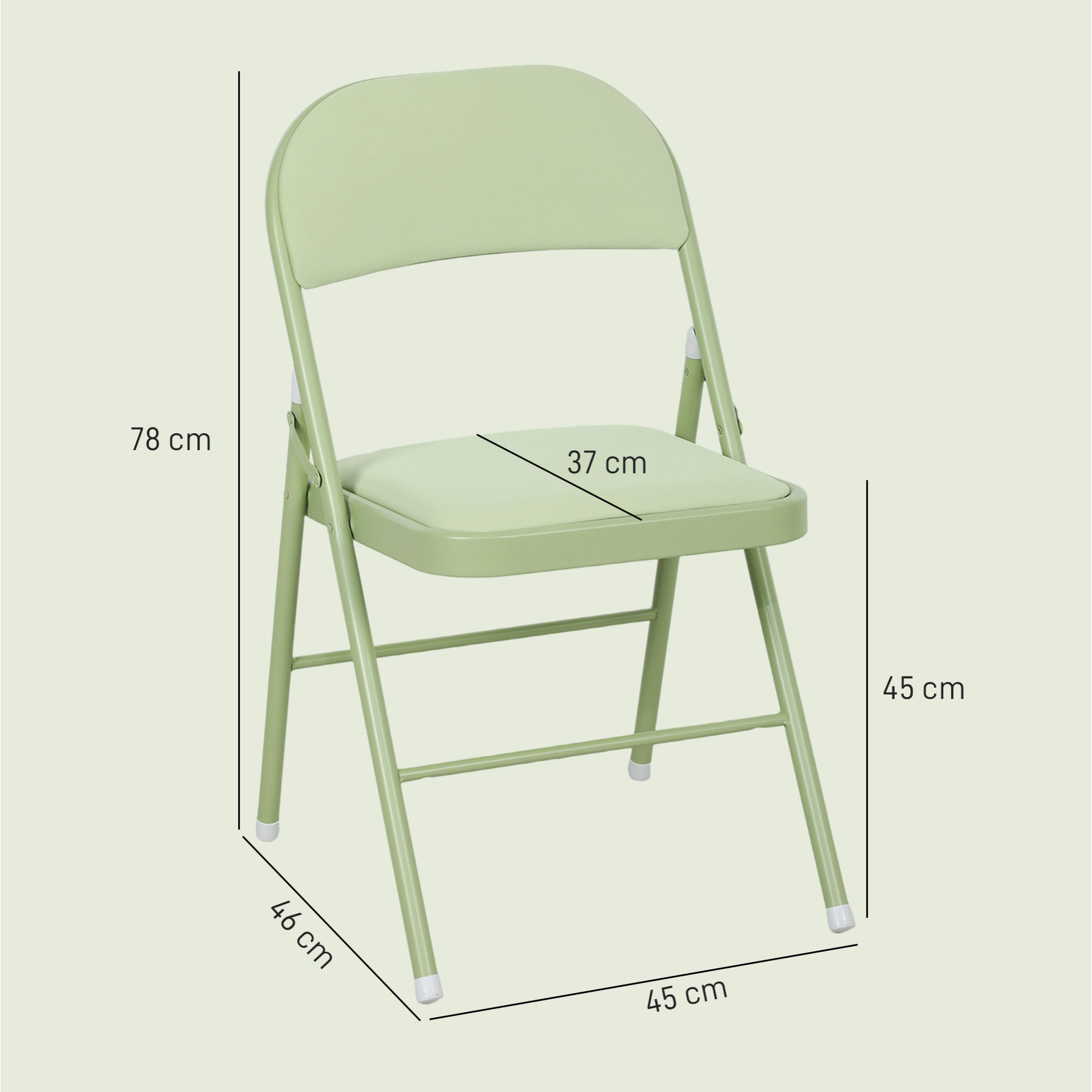Lot de 4 chaises pliantes assise dossier rembourrés acier velours vert