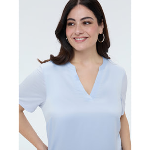 Fiorella Rubino - Camiseta bimaterial en mezcla de viscosa - Light - blue