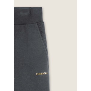 Pantaloni regular in felpa garzata con dettagli a trecce