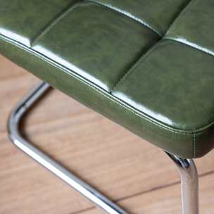 Lot de 2 chaises cantilever en simili vert kaki MARIA