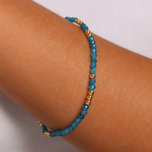 Bracciale Elastico con Apatite Blu e Bead Lucide