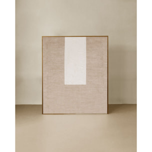 Tableau beige et blanc décoratif sur lin avec cadre en bois peint à la main à la peinture à l'huile en différentes tailles