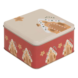 Boîte de conservation Noël 2,5L carré en métal