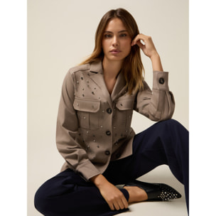 Oltre - Camicia giacca con castoni - Beige