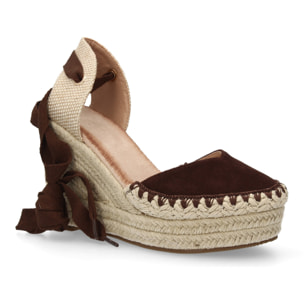 Sandalia de Mujer con Cuña de Yute, Comodas y Elegantes, Diseño Moderno con Cintas