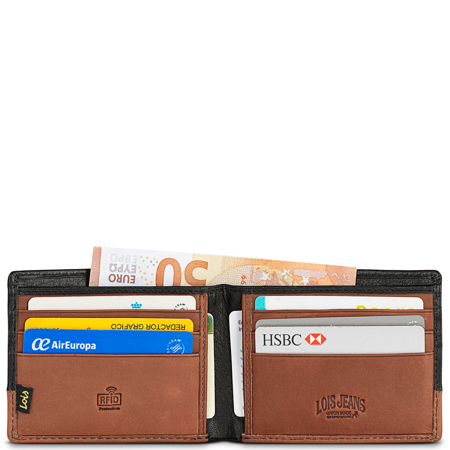 Cartera Hombre Piel Lois Durham Negro-Tan