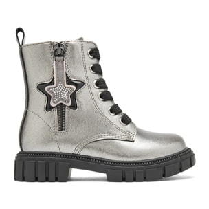 Botas Militares de Niña con Estrella en Gris Plomo