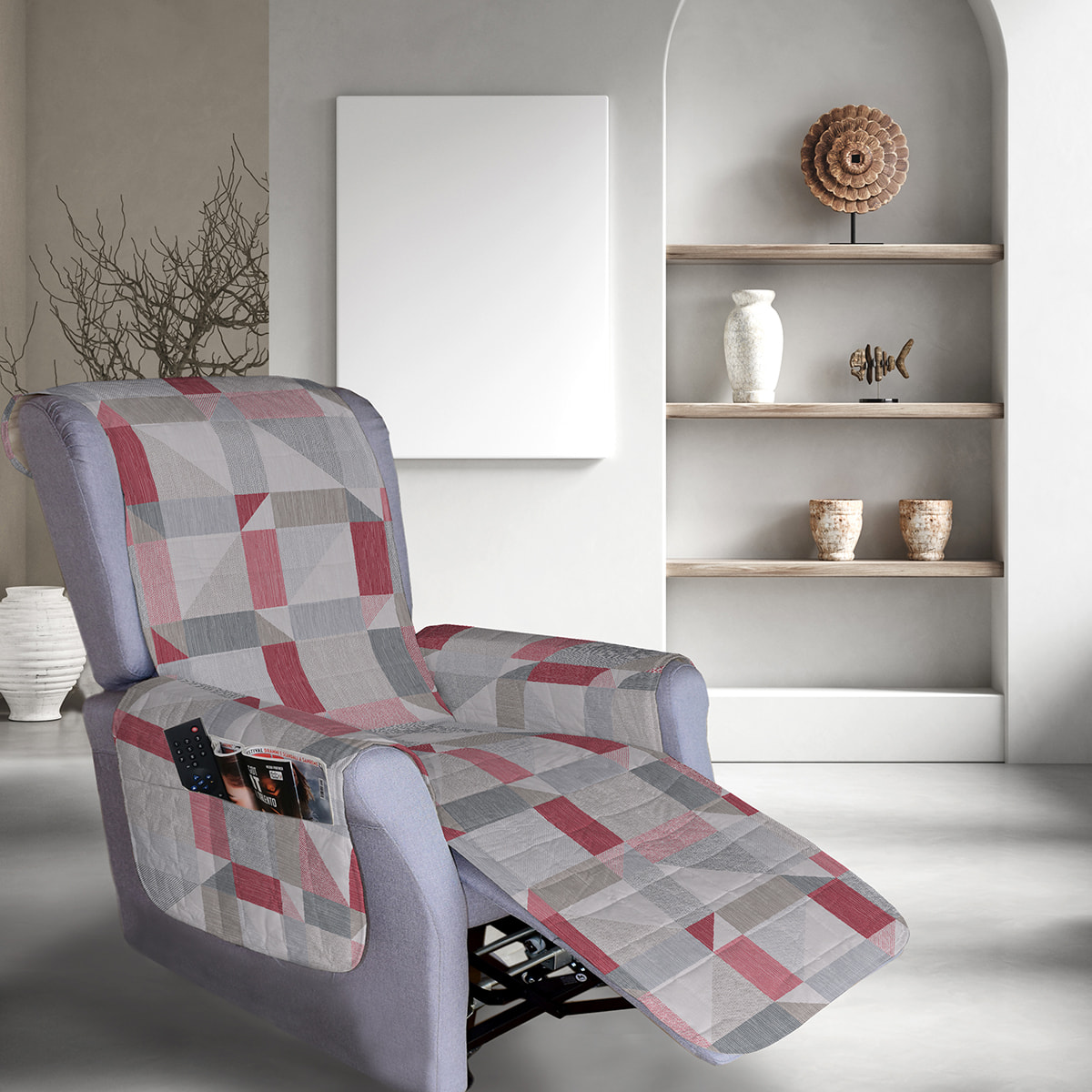 Copripoltrona trapuntato per poltrona relax atene rosso