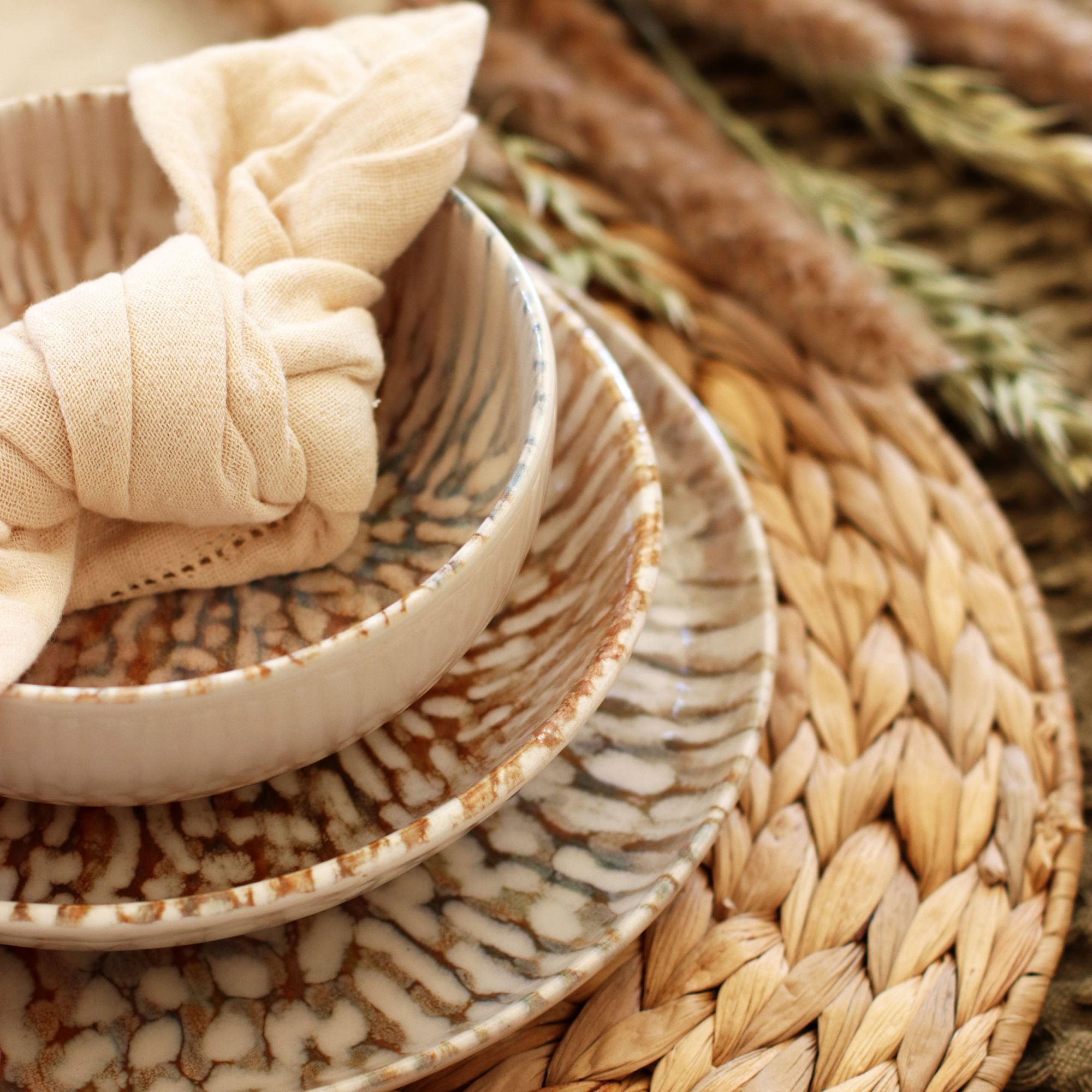 Lot de 6 coupelles 600ml en grès marron et beige AMBRE