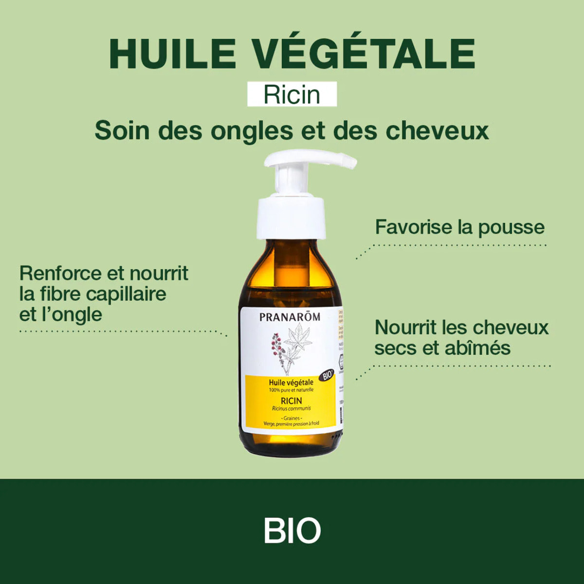 Pranarom - Huile Végétale de Ricin grand format - Bio - 100 ml