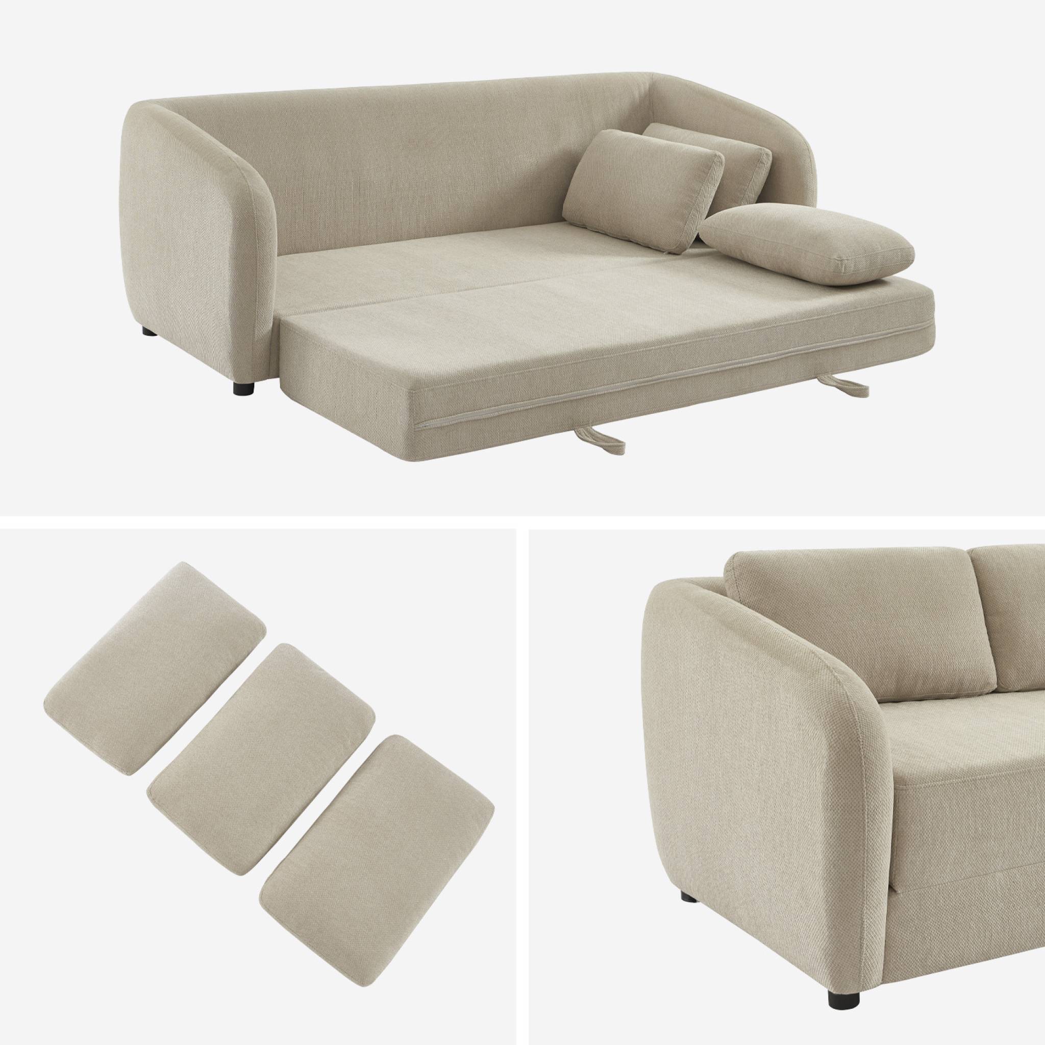 Canapé convertible 3 places tissu chenille gris clair - L 220 x P 95 x H 76cm - Twist