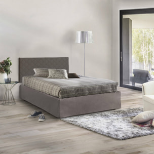 Letto piazza e mezza Anas, Set testata in ecopelle con rete ortopedica e mantovana, 100% Made in Italy, adatto a materasso da Cm 120x190, Tortora