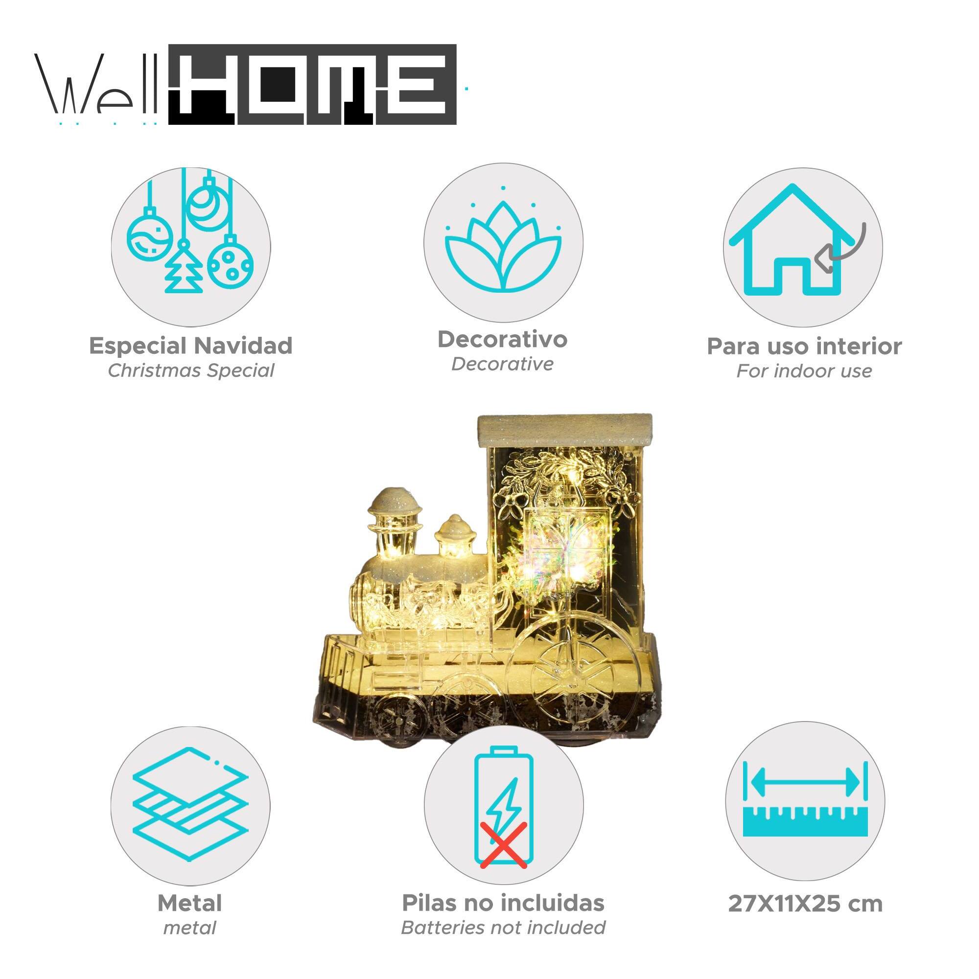 decoración led de locomotora con bailarina de ballet y purpurina blanca