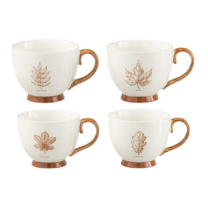 J-Line tasse Feuille - céramique - marron - 2 boîtes de 2 pcs