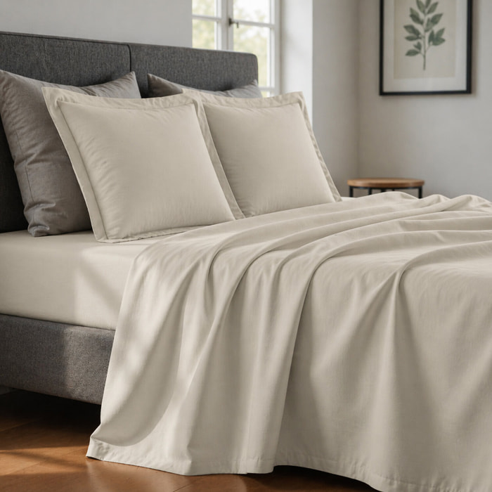 Parure de drap 1 pers 100% coton 57fils + 1 taie ivoire