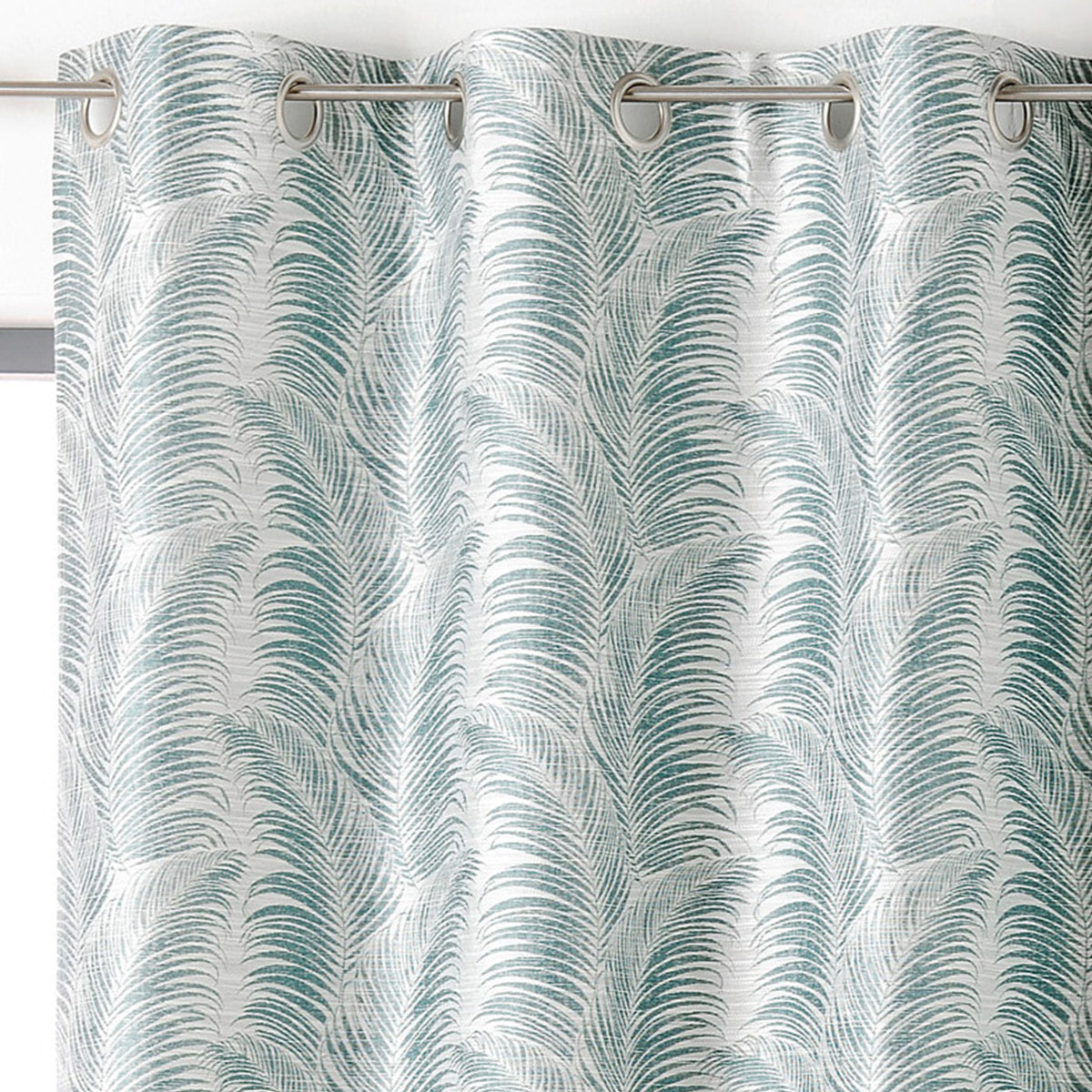 Rideau à oeillets aux motifs palmes - Bleu