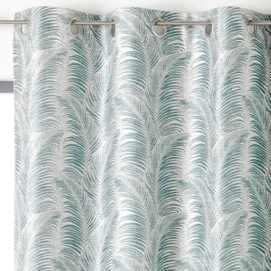 Rideau à oeillets aux motifs palmes - Bleu