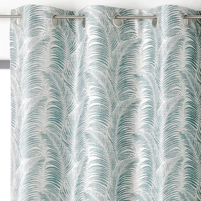 Rideau à oeillets aux motifs palmes - Bleu
