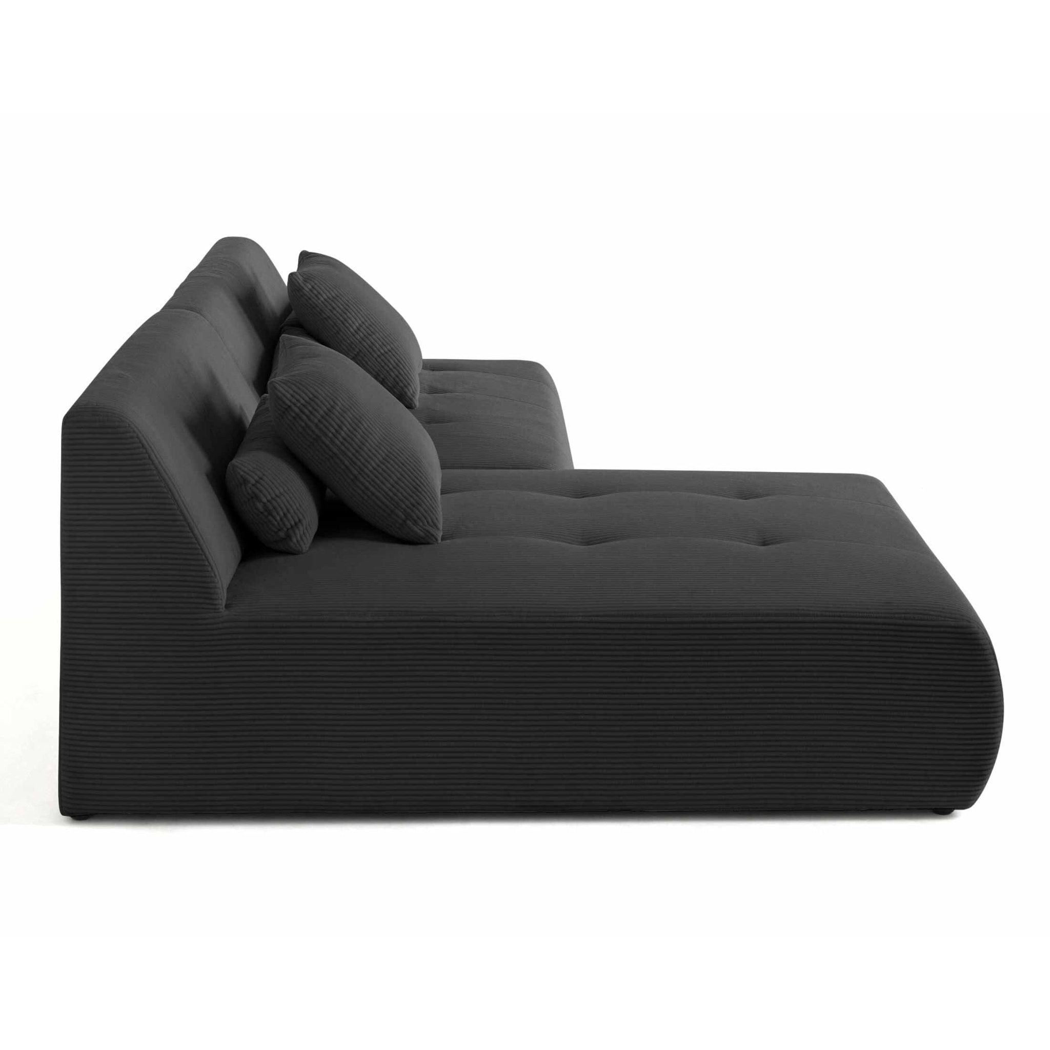 Onyx - canapé modulable d'angle réversible 4 places - en velours côtelé - Gris foncé