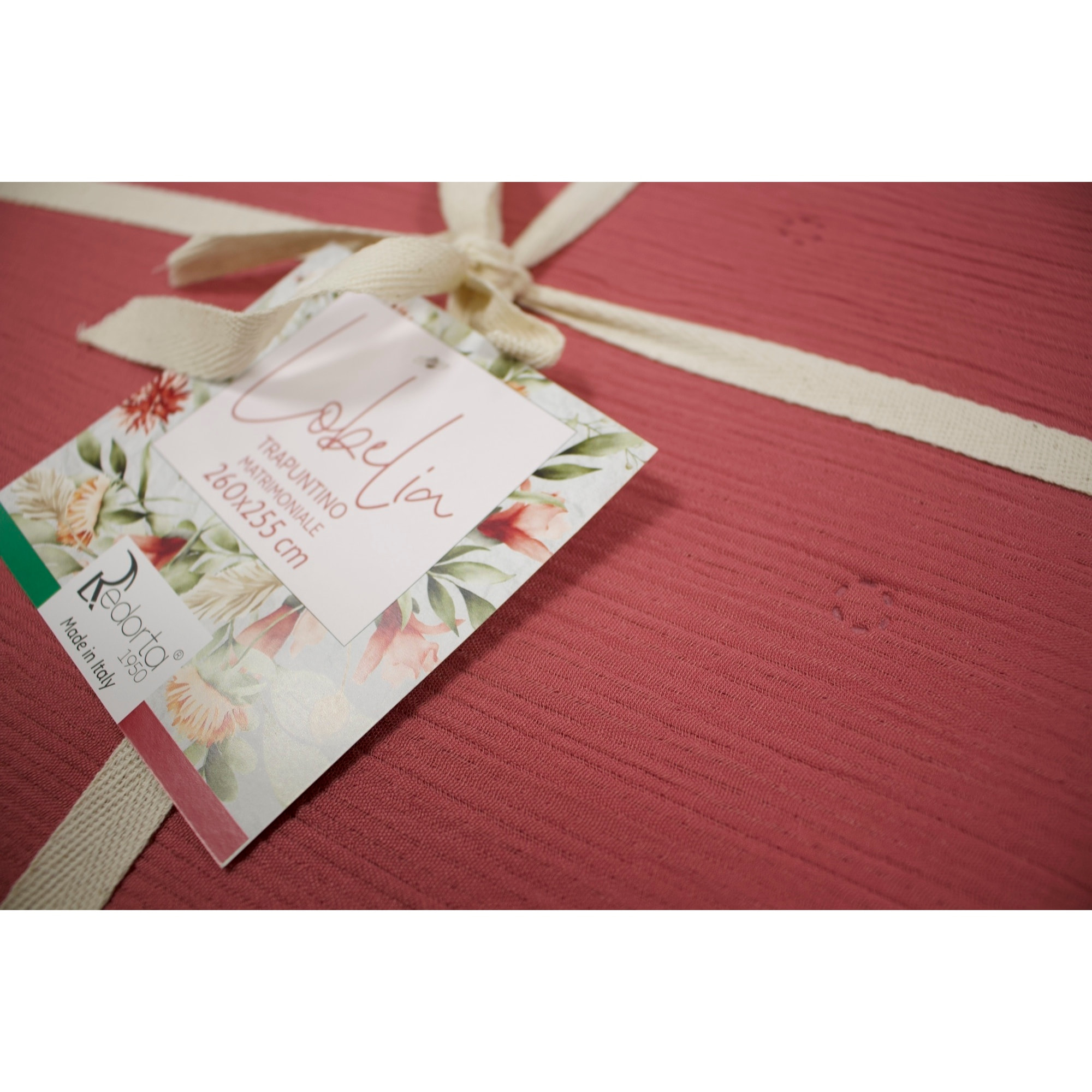 COPRILETTO LETTO MATRIMONIALE FRAGOLA MEZZA STAGIONE TINTA UNITA EFFETTO STROPICCIATO