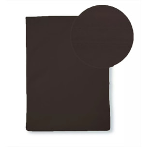 Drap plat percale de coton uni chocolat Giulia chocolat